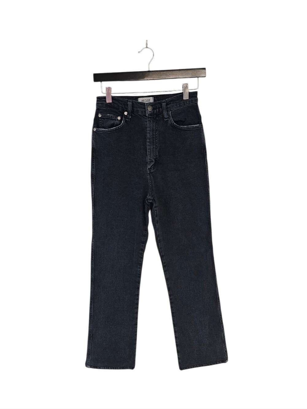 AGOLDE Pitch High Rise Black Straight Leg Jeans 25 Preowned